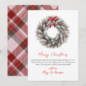 Elegant Script Red Plaid Non Photo Christmas シーズンカード (正面/裏面)