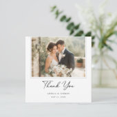 Elegant Script Romantic Rustic Boho Wedding Photo サンキューカード (スタンド正面)