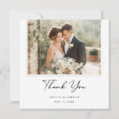 Elegant Script Romantic Rustic Boho Wedding Photo サンキューカード (正面)
