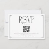 Elegant Script RSVP QR Code Black White Wedding  (正面)
