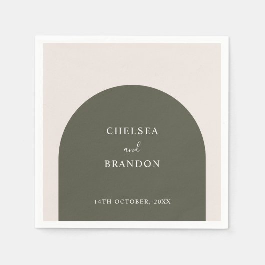 Elegant Script Sage Green Boho Arch Rustic Wedding スタンダードカクテルナプキン (正面)