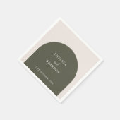 Elegant Script Sage Green Boho Arch Rustic Wedding スタンダードカクテルナプキン (角)