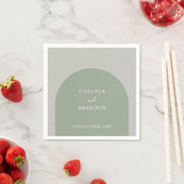 Elegant Script Sage Green Boho Arch Rustic Wedding スタンダードカクテルナプキン