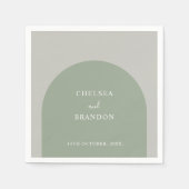 Elegant Script Sage Green Boho Arch Rustic Wedding スタンダードカクテルナプキン (正面)