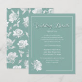 Elegant Script Sage Green Floral Wedding  エンクロージャーカード (正面/裏面)