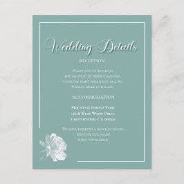 Elegant Script Sage Green Floral Wedding  エンクロージャーカード