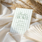 Elegant Script Sage Green Stripes Bridal Shower 招待状