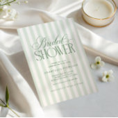 Elegant Script Sage Green Stripes Bridal Shower 招待状