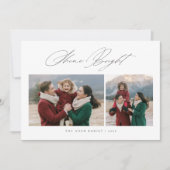 Elegant Script Shine Bright Christmas 2 Photo シーズンカード (正面)