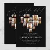 Elegant script simple 15 photo Collage graduation 招待状 (正面/裏面)