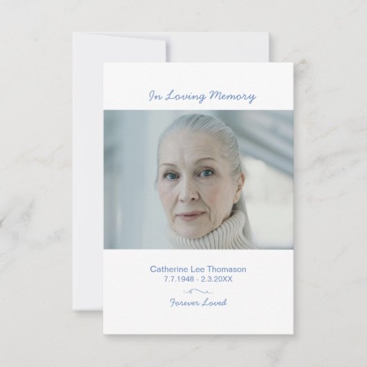 Elegant Script Simple Funeral Photo Thank You Card (正面)