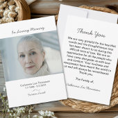 Elegant Script Simple Funeral Photo Thank You Card