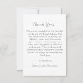Elegant Script Simple Funeral Photo Thank You Card (裏面)