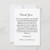 Elegant Script Simple Funeral Photo Thank You Card (裏面)