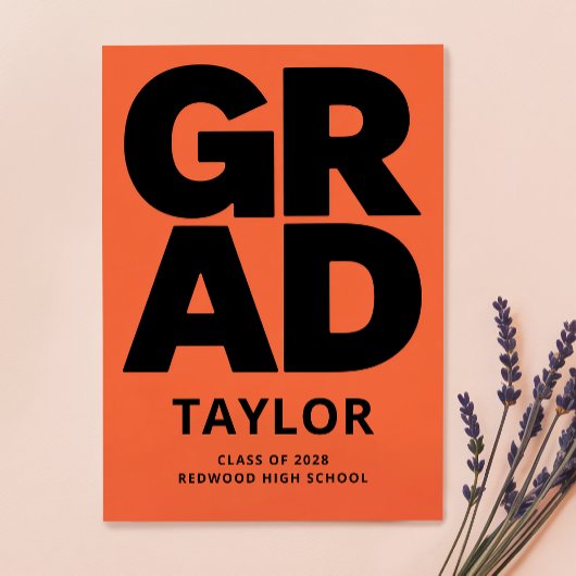 Elegant Script Simple Grad Graduation Announcement ポストカード