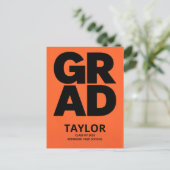 Elegant Script Simple Grad Graduation Announcement ポストカード (スタンド正面)