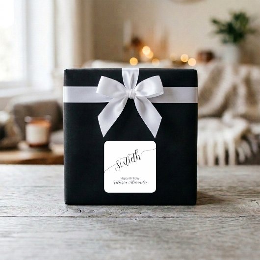 Elegant Script Sixtieth Birthday Celebration スクエアシール