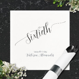 Elegant Script Sixtieth Birthday Celebration スタンダードカクテルナプキン
