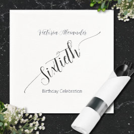 Elegant Script Sixtieth Birthday Celebration スタンダードカクテルナプキン