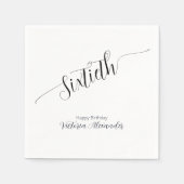 Elegant Script Sixtieth Birthday Celebration スタンダードカクテルナプキン (正面)