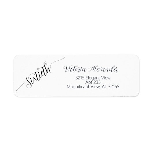 Elegant Script Sixtieth Birthday Celebration ラベル (正面)