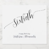 Elegant Script Sixtieth Birthday Personalized スパークリングワインラベル (シングルラベル)