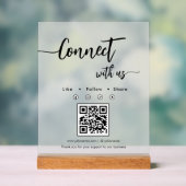 Elegant Script Social Media Single QR Code アクリルサイン (ニュートラル)