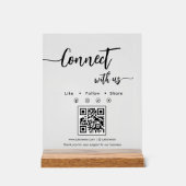 Elegant Script Social Media Single QR Code アクリルサイン (正面)
