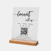 Elegant Script Social Media Single QR Code アクリルサイン (傾斜)