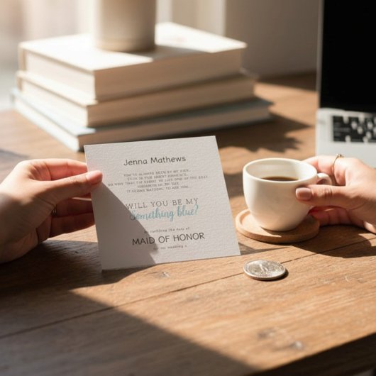 Elegant Script Something Blue Maid of Honor Card ノートカード