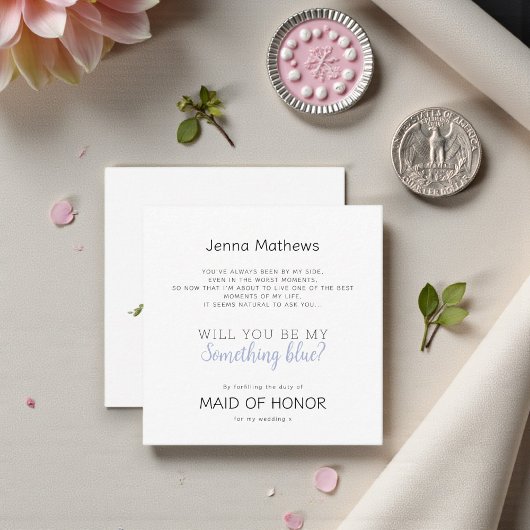Elegant Script Something Blue Maid of Honor Card ノートカード