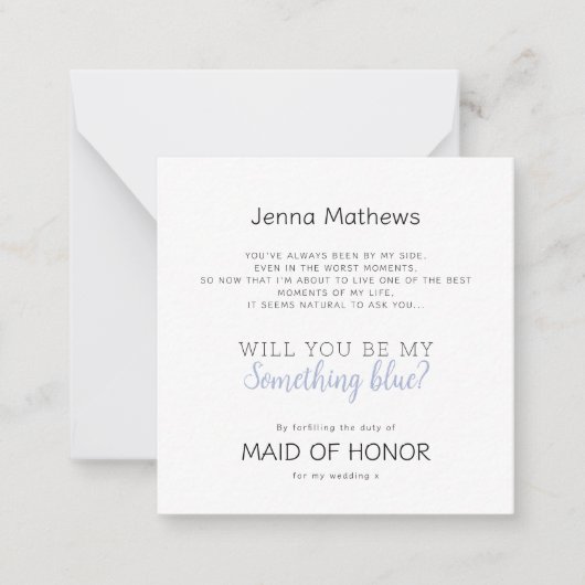 Elegant Script Something Blue Maid of Honor Card ノートカード (正面)