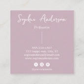 Elegant Script Square Business Card with Bow       スクエア名刺 (裏面)