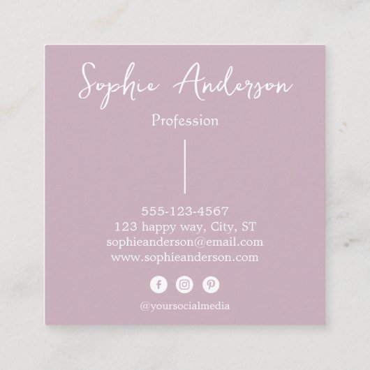 Elegant Script Square Business Card with Bow       スクエア名刺 (裏面)