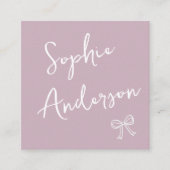 Elegant Script Square Business Card with Bow       スクエア名刺 (正面)