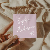 Elegant Script Square Business Card with Bow       スクエア名刺