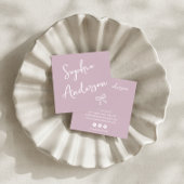 Elegant Script Square Business Card with Bow       スクエア名刺