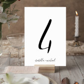 Elegant Script Table Number Sign with Couple Names テーブルナンバー