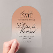 Elegant Script Terracotta Gradient Save The Date アクリル招待状 (インサイチュ (ポータブル))