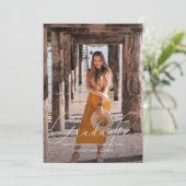 Elegant Script Terracotta Photo Graduation Party 招待状 (スタンド正面)