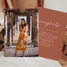 Elegant Script Terracotta Photo Graduation Party