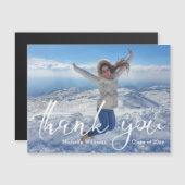 elegant script thank you graduation photo magnet (正面/裏面)