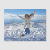 elegant script thank you graduation photo magnet (正面)