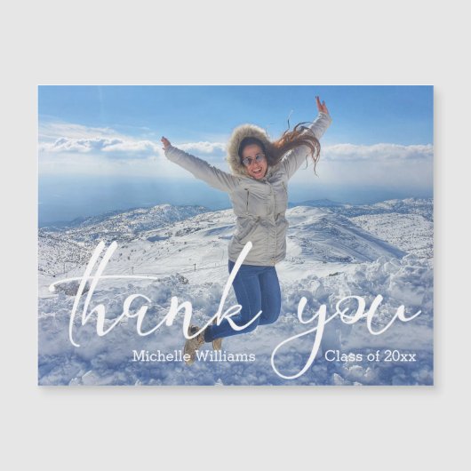 elegant script thank you graduation photo magnet (正面)