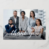 Elegant Script Thank you Team Photo Business 箔シーズンカード (正面)