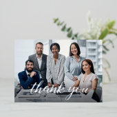 Elegant Script Thank you Team Photo Business 箔シーズンカード (立ち正面)