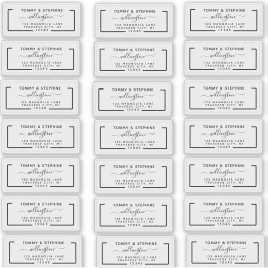  Elegant Script transparent Return address Label シール (正面)