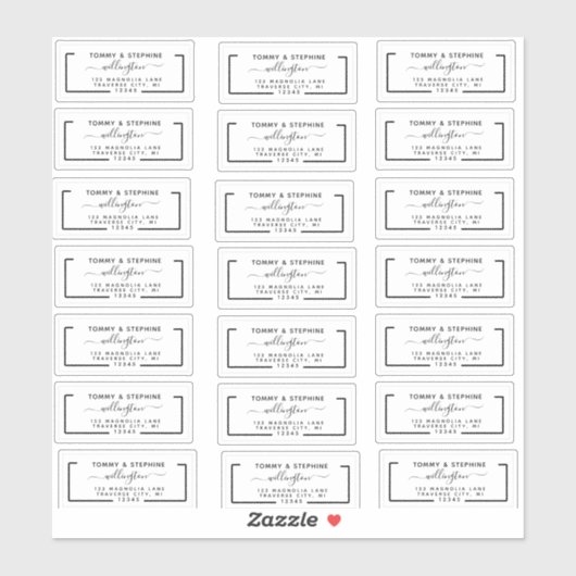  Elegant Script transparent Return address Label シール (シート)