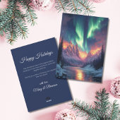 Elegant Script Tree Non Photo Aurora Holiday シーズンカード