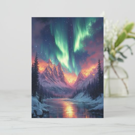 Elegant Script Tree Non Photo Aurora Holiday シーズンカード (スタンド正面)